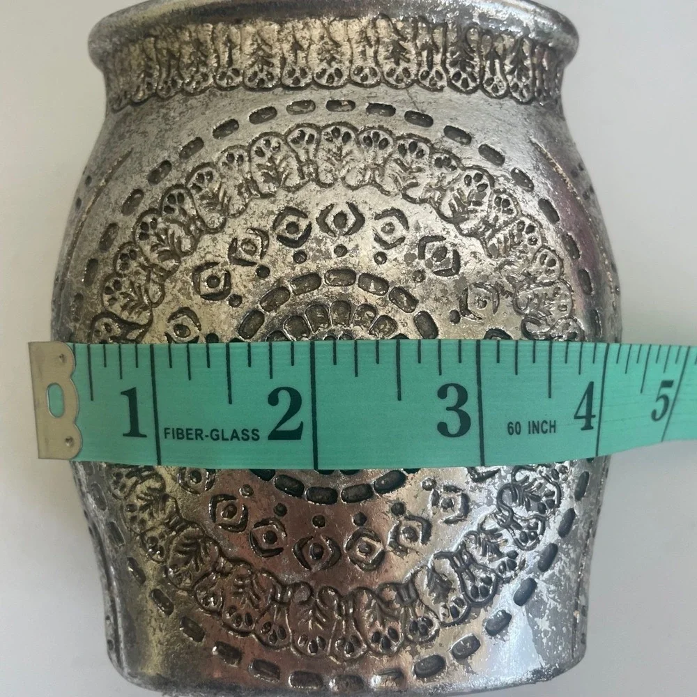 Aztec Mandala Resin Toothbrush Razor Holder SouthWestern Distressed Silver Tone‎